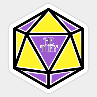 Nonbinary Pronoun Pride D20 He/They Sticker